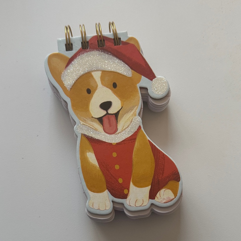 Festive Corgi Shaped Notepad - Santa